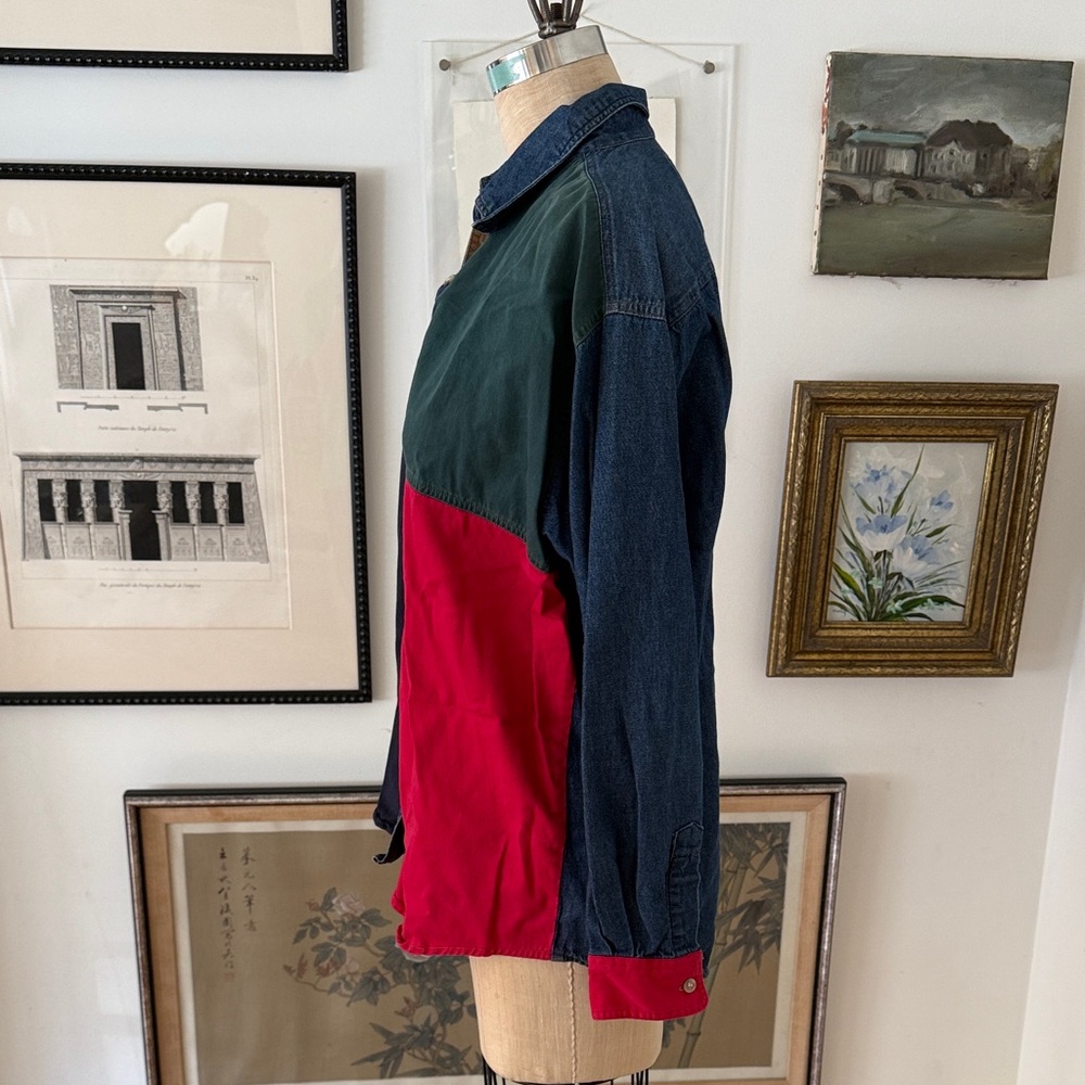 Colorblock Denim Button Down - Picture 2 of 5